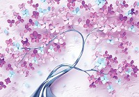 3d флизелиновые фотообои 254x184 см Дерево с разноцветными цветами (14453V4)+клей - вид 1 миниатюра