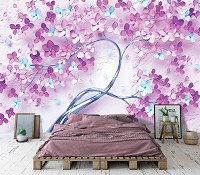 3d флизелиновые фотообои 254x184 см Дерево с разноцветными цветами (14453V4)+клей