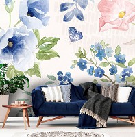 Флизелиновые фотообои живопись искусство 254x184 см Весенние цветы под акварельными красками (14481V4) +клей
