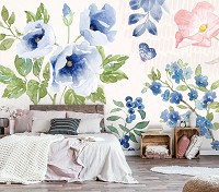 Флизелиновые фотообои живопись искусство 368x254 см Весенние цветы под акварельными красками (14481V8) +клей