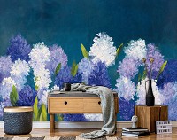 Красивые флизелиновые фотообои живопись искусство 368x280 см Цветы в рисованном стиле (14485V10) +клей