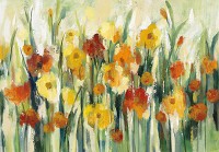 Флізелінові фотошпалери живопис мистецтво 368x254 см Жовті та червоні квіти в мальованому стилі (14489V8) +клей - вид 1 мініатюра