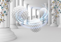 Фотошпалери білі 368x254 см Сфери в тунелі 3D-геометрії (14495P8)+клей - вид 1 мініатюра