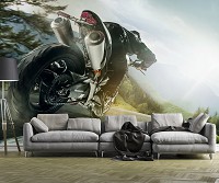 Флизелиновые фотообои 3Д детские для мальчиков 254x184 см Спортивный мотоцикл (14507V4)+клей