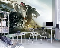 Флизелиновые фотообои 3Д детские для мальчиков 312x219 см Спортивный мотоцикл (14507VEXXL)+клей