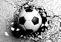 Флизелиновые фотообои черно-белые детские для мальчиков 368x254 см Спорт - 3D стена и футбольный мяч (14508V8)+клей - вид 1 миниатюра