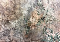 Красивые флизелиновые фотообои на кухню 416x290 см Структура стены - цветы и листья (14509VEXXXXL)+клей - вид 1 миниатюра