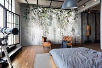 Флизелиновые фотообои с цветами 416x290 см Листья на бетонной стене (14511VEXXXXL)+клей