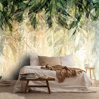 Флизелиновые фотообои ретро стиль 416x254 см Настенная гирлянда из листьев (14512VEXXXL)+клей