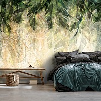 Флизелиновые фотообои с зелеными листьями 416x290 см Настенная гирлянда (14512VEXXXXL)+клей