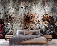 Флизелиновые фотообои 416x290 см Большие цветы на бетонной стене (14517VEXXXXL)+клей