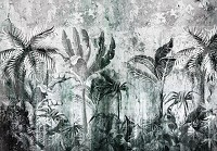Флизелиновые фотообои листья 416x290 см Джунгли на бетонной стене (14518VEXXXXL)+клей - вид 1 миниатюра