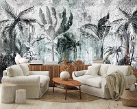 Флизелиновые фотообои листья 416x290 см Джунгли на бетонной стене (14518VEXXXXL)+клей
