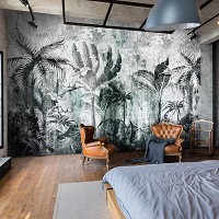 Флизелиновые фотообои 254x184 см Джунгли на бетонной стене (14518V4)+клей