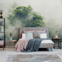 Флизелиновые фотообои в зал 312x219 см Пейзаж природа лес в тумане (14519VEXXL)+клей