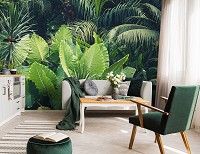 Флизелиновые 3Д фотообои летний пейзаж 416x254 см Природа джунгли с зелеными листьями (14523VEXXXL)+клей