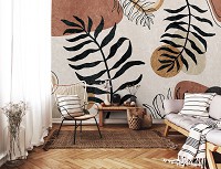 Флизелиновые фотообои 368x254 см Стиль бохо Листья и круги (14524V8)+клей