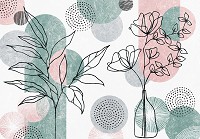 Флізелінові фотошпалери геометрія 254x184 см Намальовані квіти та кола (14525V4)+клей - вид 1 мініатюра