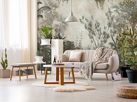 Флизелиновые фотообои в интерьере 368x254 см Зеленый лес / Джунгли / Природа (14526V8)+клей