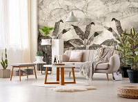 Флизелиновые фотообои 312x219 см Имитация коричневых листьев на бетонной стене (14531VEXXL)+клей