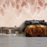 Флизелиновые фотообои с цветами 416x254 см Пампасная трава на бежевом фоне (14533VEXXXL)+клей