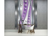 Флизелиновые фотообои в зал 184x254 см Розовый и серебряный узор с шариками (1453V4A)+клей