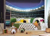 Флизелиновые фотообои в детскую 368x254 см 3D Спорт - футбольный стадион с мячом в углу (14550V8)+клей