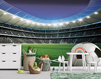 Флизелиновые фотообои в детскую футбол 312x219 см 3D Спорт - футбольный стадион с мячом в углу (14550VEXXL) +клей