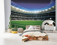 Флизелиновые фотообои в детскую над кроватью 416x254 см 3D Спорт - футбольный стадион с мячом в углу (14550VEXXXL) +клей