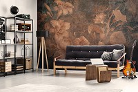 Флизелиновые фотообои в зал 368x254 см Цветы на старой стене Имитация винтажа (14557V8)+клей