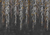 Флізелінові фотошпалери 254x184 см Листя та метелики на темній бетонній стіні (14559V4)+клей - вид 1 мініатюра