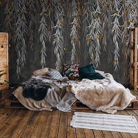 Флизелиновые фотообои 416x254 см Листья и бабочки на темной бетонной стене (14559VEXXXL)+клей