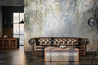 Флизелиновые фотообои имитация бетона 312x219 см Силуэты веток на стене (14563VEXXL)+клей