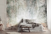 Флизелиновые фотообои деревья 416x254 см Силуэты веток на бетонной стене (14563VEXXXL)+клей