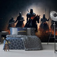 Флизелиновые фотообои в детскую мальчика 254x184 см 3D Для геймеров Конные рыцари идут в бой (14564V4)+клей