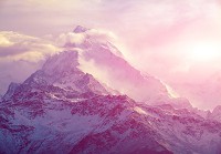 Флизелиновые фотообои на стену 312x219 см 3D Природа Розовый пейзаж Снег в горах (14579VEXXL)+клей - вид 1 миниатюра