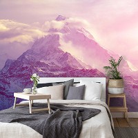 Флизелиновые фотообои на стену 312x219 см 3D Природа Розовый пейзаж Снег в горах (14579VEXXL)+клей - вид 8 миниатюра