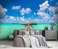 Морской пейзаж флизелиновые фотообои 254x184 см 3D Природа Океан Облака и Причал (14580V4)+клей