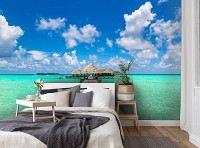 Флизелиновые фотообои мост 312x219 см 3D Природа Океан Облака и Причал (14580VEXXL)+клей