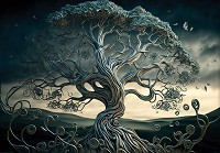Зд флизелиновые фотообои 254x184 см абстрактное искусство ИИ Дерево (14581V4)+клей - вид 1 миниатюра
