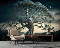 Флизелиновые фотообои 3д 416x254 см абстрактное искусство ИИ Дерево (14581VEXXXL)+клей