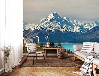 Флизелиновые фотообои на кухню 416x254 см 3D Природа Пейзаж Озеро у подножия горы (14582VEXXXL)+клей