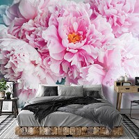Флізелінові фотошпалери до зали 254x184 см 3D Квіти Великі рожеві півонії (14586V4)+клей
