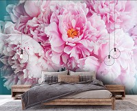 Флизелиновые фотообои на кухню 312x219 см 3D Цветы Большие розовые пионы (14586VEXXL)+клей