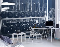 Флизелиновые фотообои 368x254 см 3D Тренажерный зал фитнес кроссфит гантели (14588V8)+клей