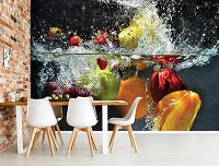 Флизелиновые фотообои 254x184 см 3D Для кухни Фрукты в воде (14592V4)+клей