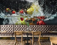 Флизелиновые фотообои 368x254 см 3D Для кухни Фрукты в воде (14592V8)+клей