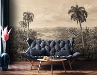 Флизелиновые фотообои на кухню 312x219 см Имитация литографии - винтажные джунгли (14593VEXXL)+клей