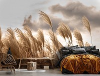 Флизелиновые фотообои с природой 312x219 см ЗD Цветы Пампасная трава на фоне неба (14597VEXXL)+клей