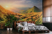 Флизелиновые фотообои 312x219 см ЗD Пейзаж Природа Трава в горах на фоне восхода солнца (14599VEXXL) +клей
